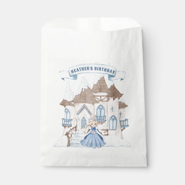 Sachets En Papier Blonde hiver neige Princesse Anniversaire (Devant)