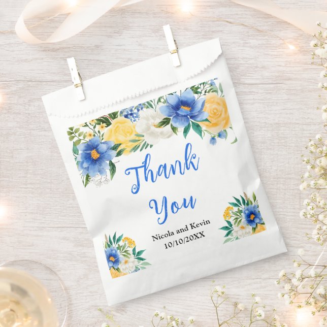 Sachets En Papier Blue and Yellow Floral Wedding (Coupé)
