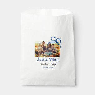 Sachets En Papier Blue bow joyful Vibes ajouter nom de famille photo