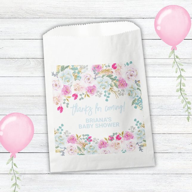 Sachets En Papier Blue Floral Boy Baby shower Faveurs (Créateur téléchargé)