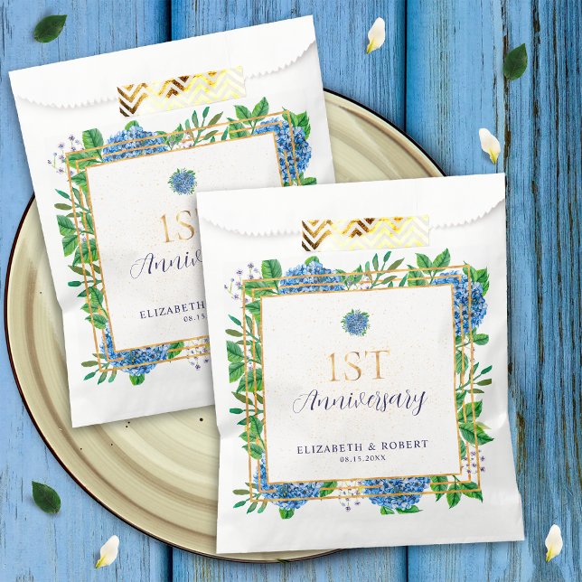 Sachets En Papier Blue Hydrangea 1ère année Papier Anniversaire (Créateur téléchargé)