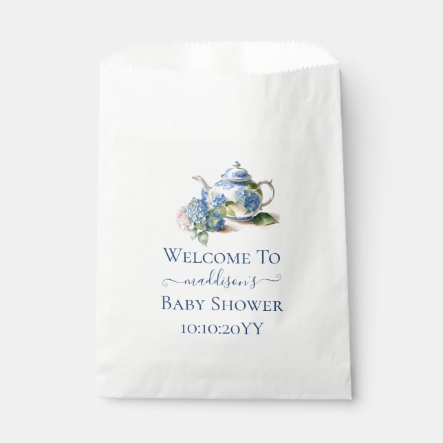 Sachets En Papier Blue Hydrangea Baby shower Tea Party (Devant)