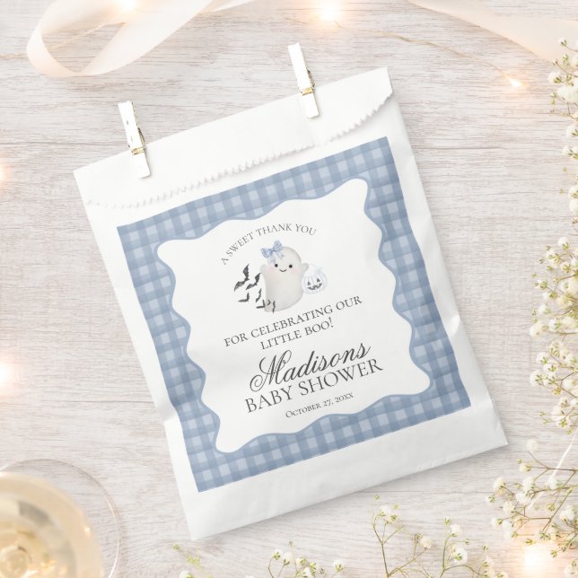 Sachets En Papier Blue Pastel Little Boo Ghost Baby Shower Dessert (Coupé)