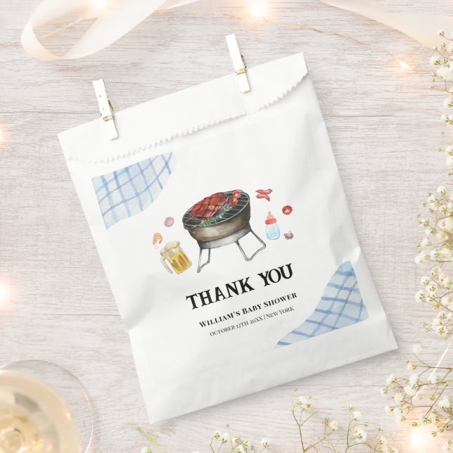 Sachets En Papier Blue Plaid Retro Country Baby Q Baby shower (Coupé)