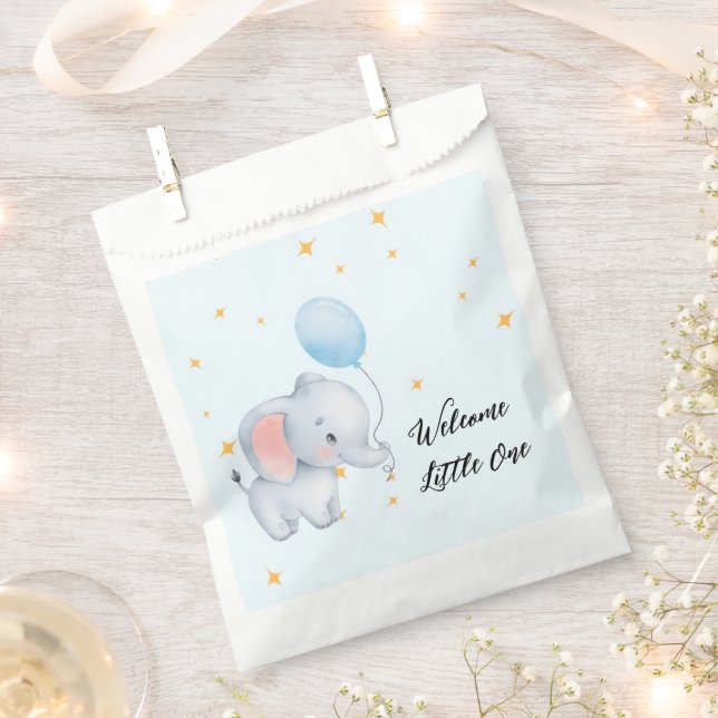 Sachets En Papier Blue Playful Elephants Baby Shower (Coupé)