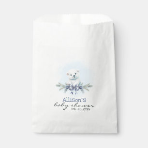 Sachets En Papier Blue Polar Bear Cub Boy Hearts Baby shower d'hiver