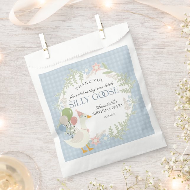 Sachets En Papier Blue Silly Goose Floral En vichy Anniversaire Fave (Coupé)