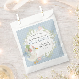 Sachets En Papier Blue Silly Goose Floral En vichy Baby shower Faveu