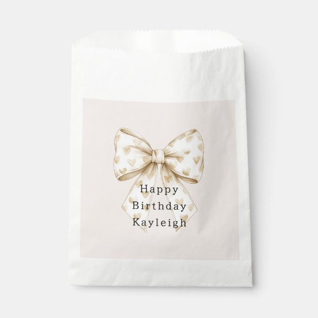 Sachets En Papier Blush Cream Hearts Bows Birthday (Devant)