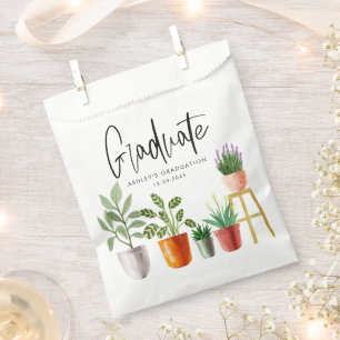 Sachets En Papier Boho Aquarelle Poted Houseplants Graduation