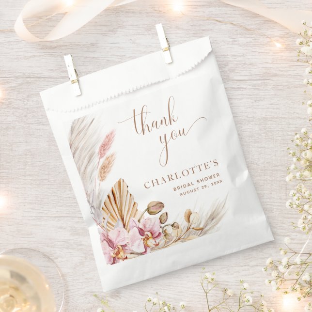 Sachets En Papier Boho Dusty Gold Pampas Grass | FÊTE DES MARIÉES (Coupé)