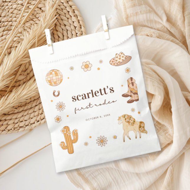 Sachets En Papier Boho First Rodeo Cowgirl Anniversaire Favoriser le (Créateur téléchargé)