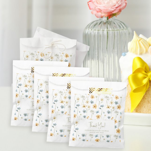 Sachets En Papier Boho fleur sauvage baby shower à fleurs merci (Créateur téléchargé)