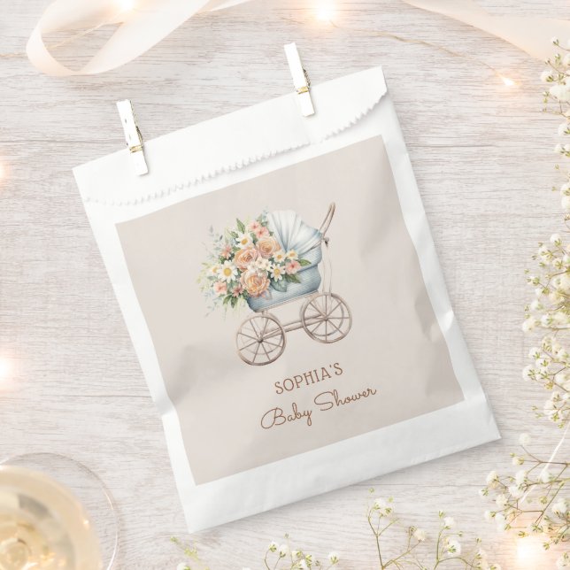 Sachets En Papier Boho Floral Baby Carriage Baby shower (Coupé)