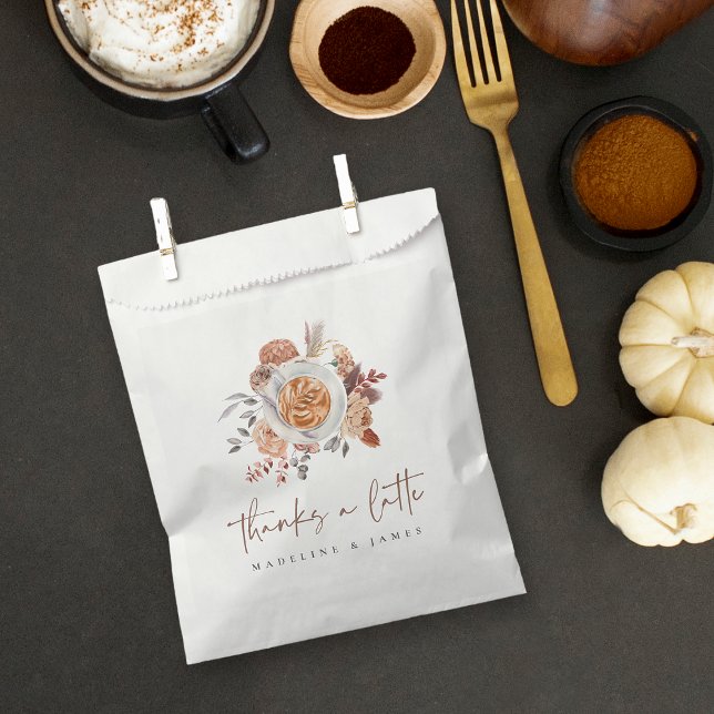 Sachets En Papier Boho Floral Café "Merci un latte" (Créateur téléchargé)