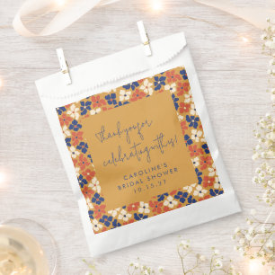 Sachets En Papier Boho Mustard bleu Fête des mariées Floral Merci