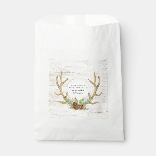 Sachets En Papier Boho Pine Forest Deer Antlers Flèches Baby shower (Devant)