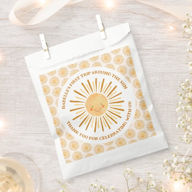 Sachets En Papier Boho Premier Voyage Autour Du Soleil 1Er Anniversa (Coupé)