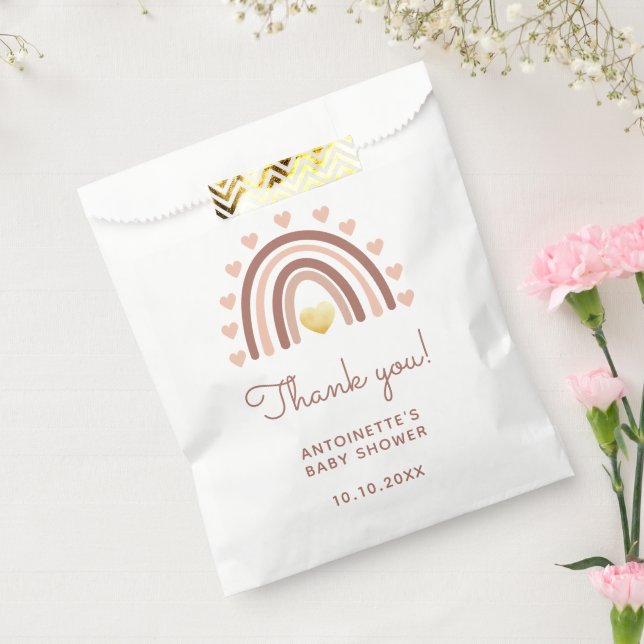 Sachets En Papier Boho Rainbow Baby shower Merci rose (Scellé)