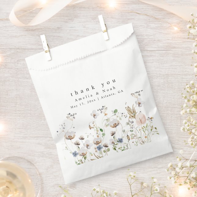 Sachets En Papier Boho Watercolor Fleur sauvage mariage Favor sac (Coupé)