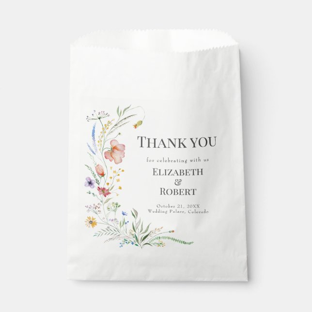 Sachets En Papier Boho Watercolor Fleurs sauvages (Devant)