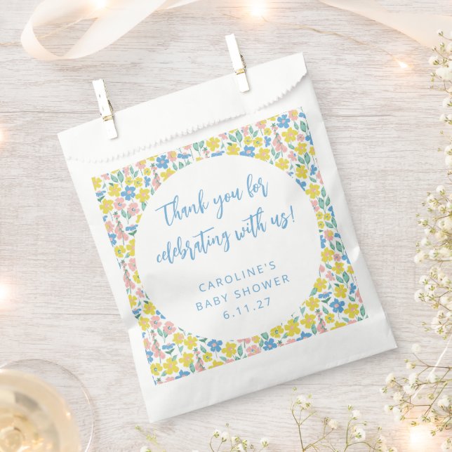 Sachets En Papier Boho Yellow Ditsy Floral Baby shower personnalisé  (Coupé)