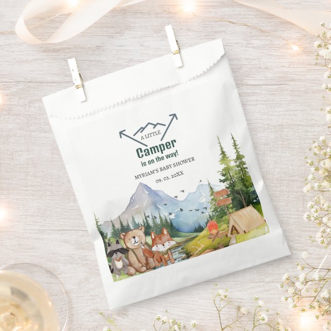 Sachets En Papier Bois Animaux Aventure Camper Baby shower (Coupé)