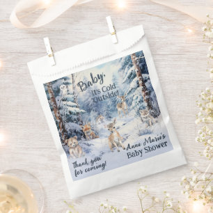Sachets En Papier Bois Bébé Animaux Hiver Baby shower garçon