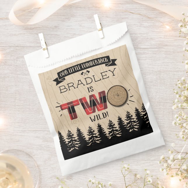 Sachets En Papier Bois de bûcheron à plaies rustiques 2e anniversair (Coupé)