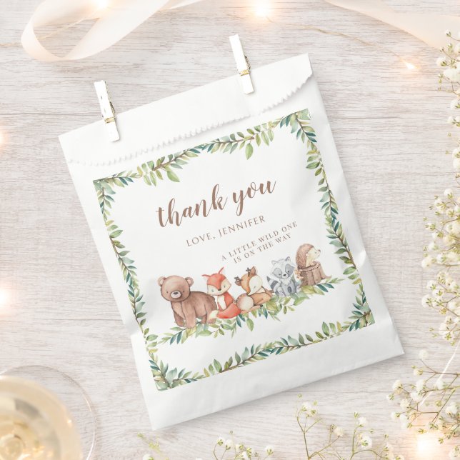 Sachets En Papier Bois forêt animaux bébé garçon douche (Coupé)