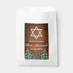 Sachets En Papier Bois neigeux & Forêt Bar à pin rural Bat mitzvah