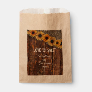 Sachets En Papier Bois rustique Burlap Tournesol Mariage L'amour est