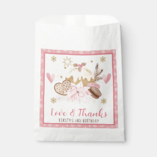 Sachets En Papier Bonbons roses d'hiver 2ème anniversaire