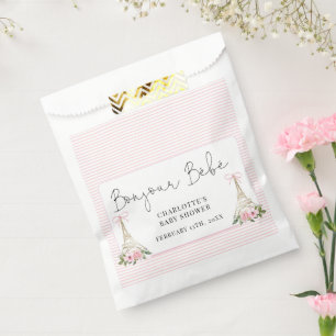 Sachets En Papier Bonjour Bebe Paris Baby shower Eiffel rose françai