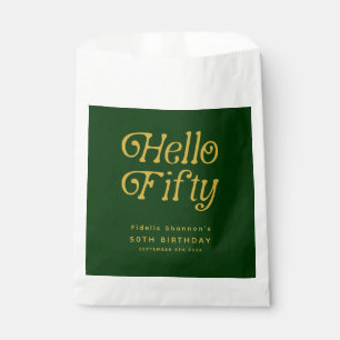 Sachets En Papier Bonjour Retro Green et Gold 50th Birthday Party