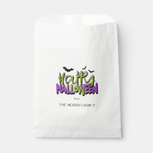 Sachets En Papier Bonne typographie d'Halloween avec Bats Green ID68