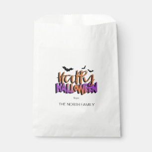 Sachets En Papier Bonne typographie d'Halloween avec Bats Orange ID6