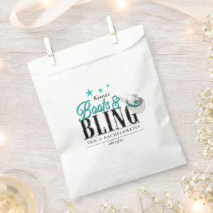 Sachets En Papier Boots 'n Bling Disco Bachelorette Teal ID925
