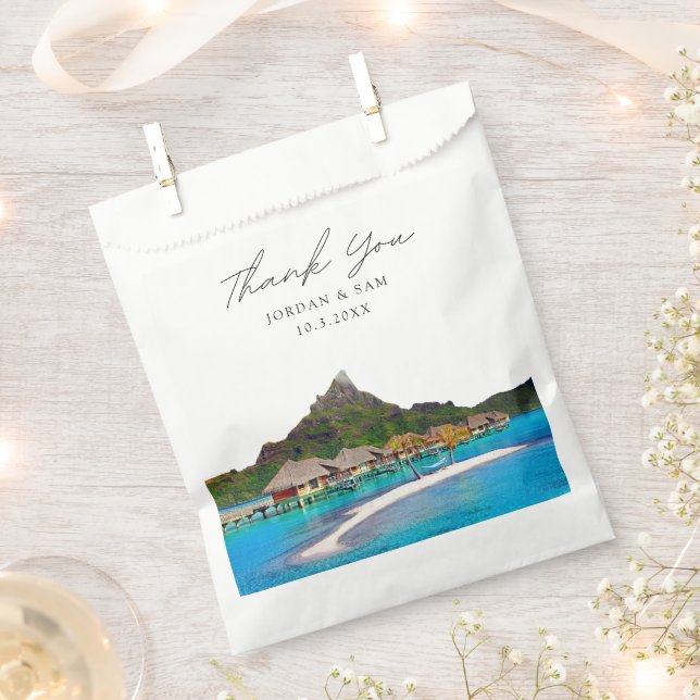 Sachets En Papier Bora Bora Mariage Faveur Merci (Coupé)