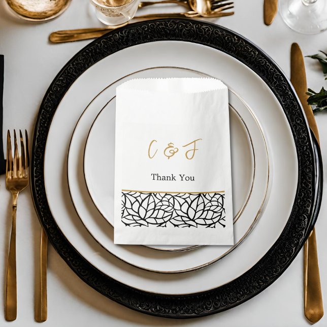 Sachets En Papier Bordure du Motif de remplissage Abstrait (Abstract Foliage Pattern Border Favor Bag)