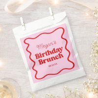 Bordure rouge rose Vague Anniversaire Brunch Party