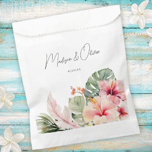 Sachets En Papier Botaniques tropicaux Magnifique Mariage d'aquarell