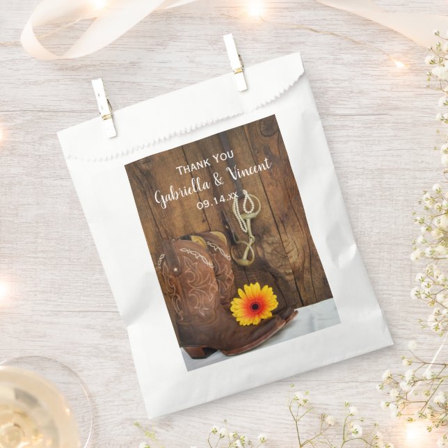 Sachets En Papier Bottes Cowboy, Daisy Horse Bit Mariage Merci (Coupé)