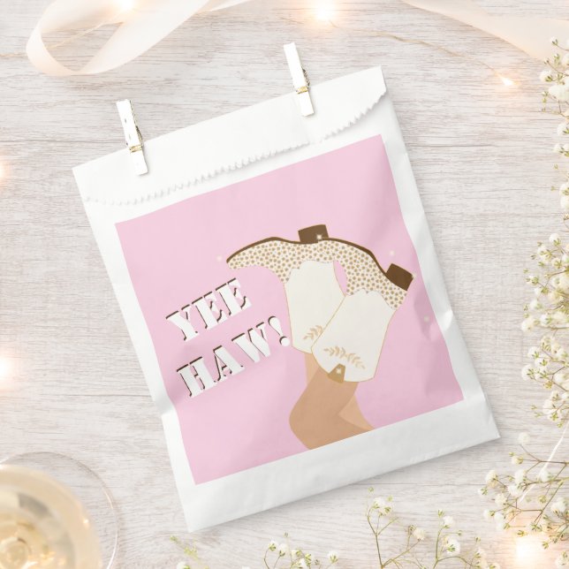 Sachets En Papier Bottes de fille moderne Jambes Stars Yeehaw rose (Coupé)