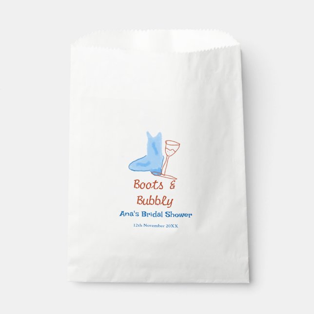 Sachets En Papier Bottes et bouteille de champagne pétillant shower  (Devant)