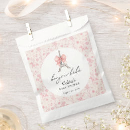 Sachets En Papier Boujour Bebe Paris Toile Baby shower rose