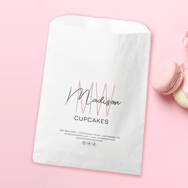 Sachets En Papier Boulangerie sur mesure Monogramme Logo Sac en papi (Bakery Custom Monogram Logo Paper Bag)