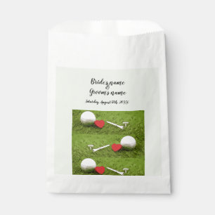 Sachets En Papier Boule de golf avec tee et coeur rouge sur mariage
