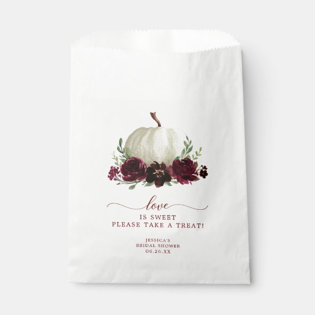 Sachets En Papier Bourgogne Citrouille Automne Favoriser Sac L'amour (Devant)