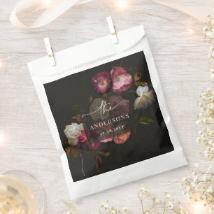 Sachets En Papier Bourgogne Foncé Floral Sombre Élégant Romantique N